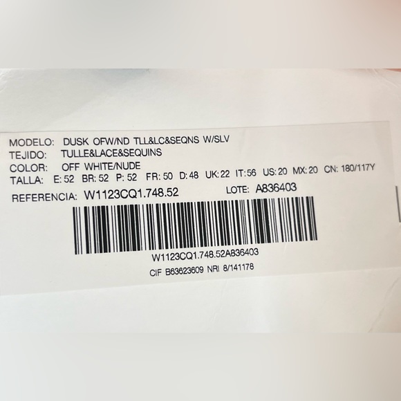 Brand new Wedding dress in size 20US. Refer to size chart and your measurements - Picture 5 of 5